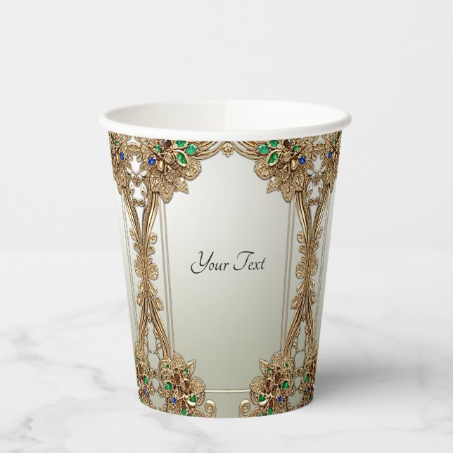 Elegant Gold Ornate Paper cup (Left)
