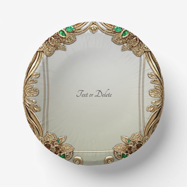 Elegant Gold Ornate Paper Plate (Front)