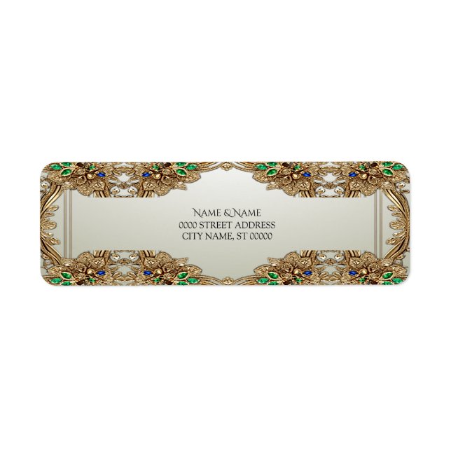 Elegant Gold Ornate Return Address Label (Front)