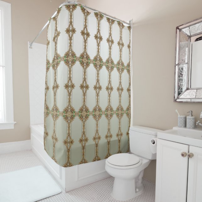 Elegant Gold Ornate Shower Curtain (In Situ)