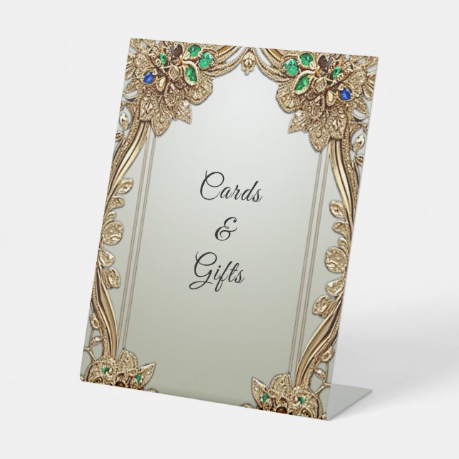 Elegant Gold Ornate Tabletop Signs (Front)