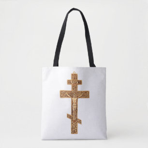 Elegant Gold Orthodox Cross Tote Bag