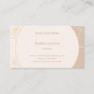 Elegant Gold Outline Rose Monogram Cream Tan Business Card