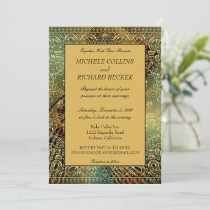 Elegant Gold Paisley Invitation