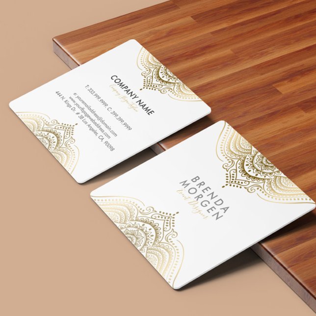 Elegant Gold Paisley Mandala Square Business Card (Creator Uploaded)