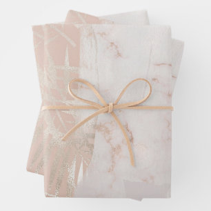 Elegant Gold Palm Leaf Marble Gift Wrapping Paper Sheet