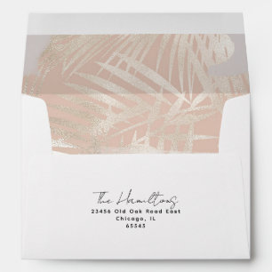 Elegant Gold Palm Leaf & Marble   Return Address Envelope