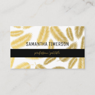 Elegant Gold Palm Leaves Modern Professional Business Card