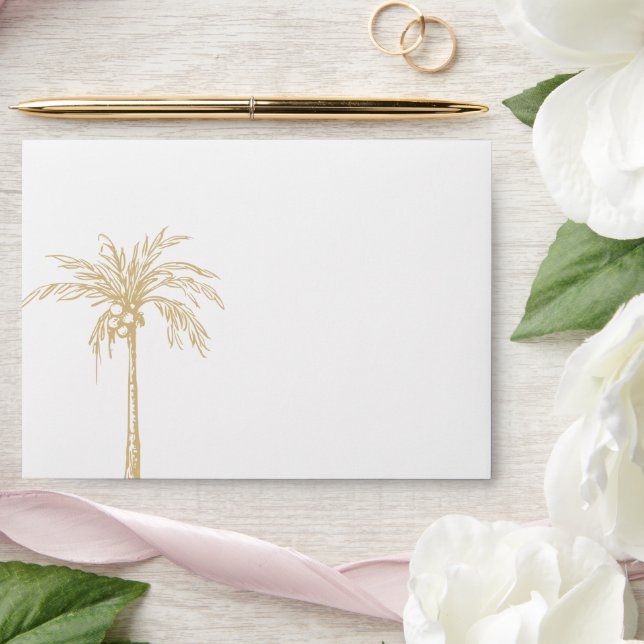 Elegant Gold Palm Tree Modern Wedding Envelope (Wedding)