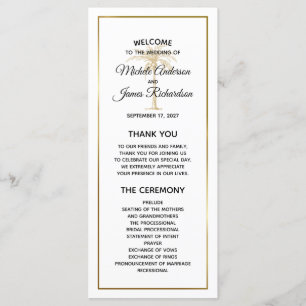 Elegant Gold Palm Tree Tropical Wedding Program