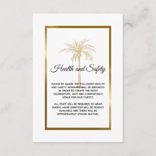 Elegant Gold Palm Tree Wedding Health and Safety Enclosure Card