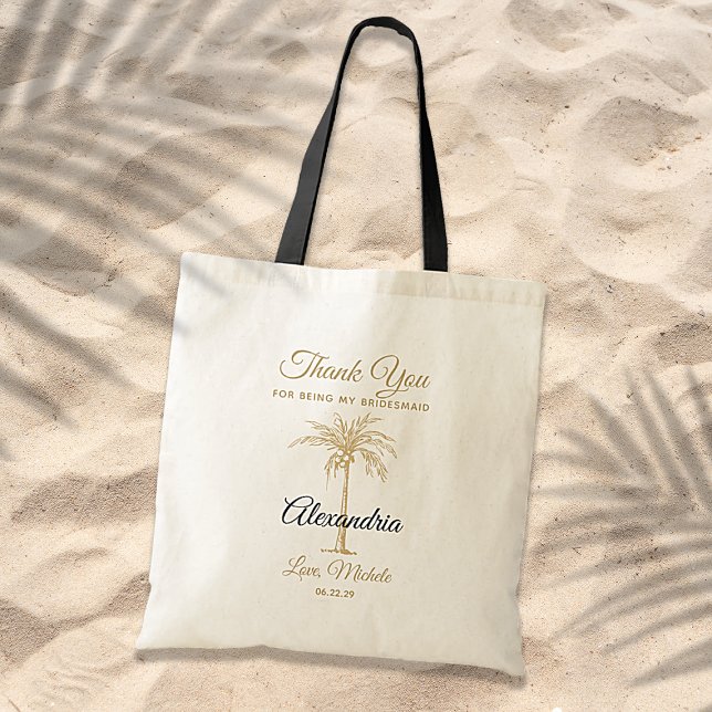 Elegant Gold Palm Tree Wedding Thank You Tote Bag (Creator Uploaded)