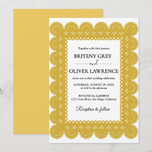 Elegant Gold Papel Picado weeding Invitation