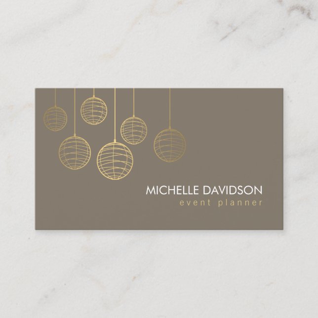 Elegant Gold Paper Lanterns II for Event Planner Business Card (Front)