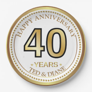 Elegant gold Paper Plate with editable text