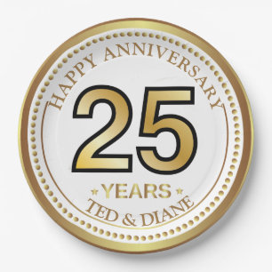 Elegant gold Paper Plate with editable text