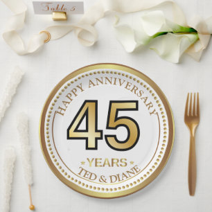 Elegant gold Paper Plate with editable text