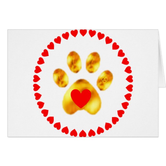 Elegant gold paw with hearts (Front Horizontal)