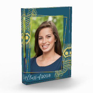Elegant Gold Peacock Graduation Class of Photo Block