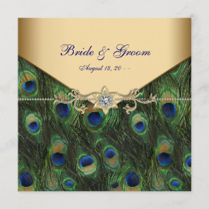 Elegant Gold Peacock Wedding Invitations
