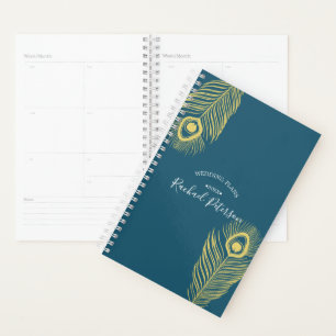 Elegant Gold Peacock Wedding Planner Calendar