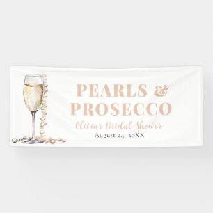 Elegant Gold Pearls and Prosecco Bridal Shower Banner