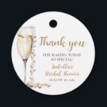 Elegant Gold Pearls and Prosecco Bridal Shower Favour Tags<br><div class="desc">The Elegant Gold Pearls and Prosecco Bridal Shower Favour Tags are a luxurious and sophisticated addition to any bridal shower favour. With their elegant design featuring gold pearls and prosecco champagne, these favour tags add a touch of refinement to the gifts for guests. Whether tied to favour bags, boxes, or...</div>