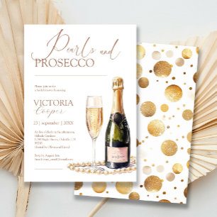 Elegant Gold Pearls and Prosecco Bridal Shower  Invitation