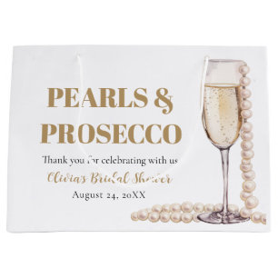 Elegant Gold Pearls and Prosecco Bridal Shower Large Gift Bag