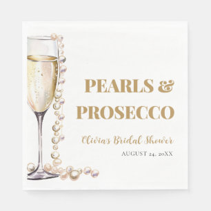 Elegant Gold Pearls and Prosecco Bridal Shower Napkin