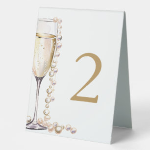 Elegant Gold Pearls and Prosecco Bridal Shower Tab