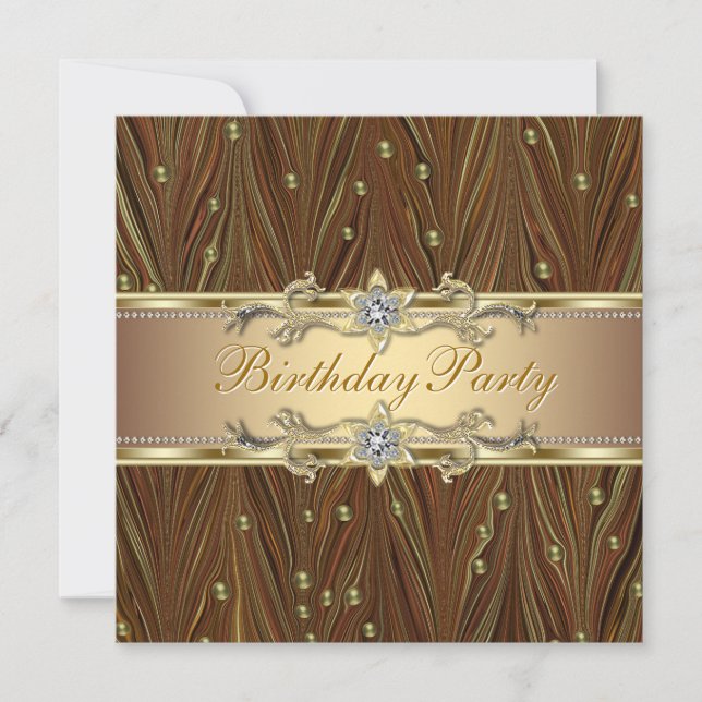 Elegant Gold Pearls Birthday Party Invitation (Front)