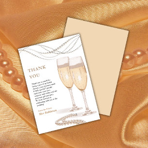 Elegant Gold Pearls & Prosecco Bridal Shower Thank You Card