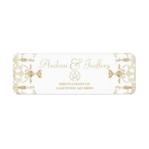 Elegant Gold Pentacle Pagan Return Address Label
