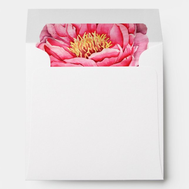 Elegant Gold & Peonies Floral Wedding Liner Envelope (Back (Bottom))