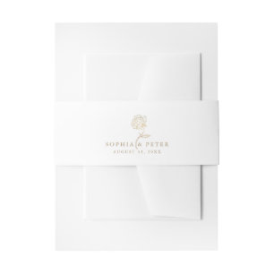 Elegant gold peony Floral Belly Band Invitation Belly Band