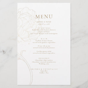 Elegant gold peony Floral Menu Card