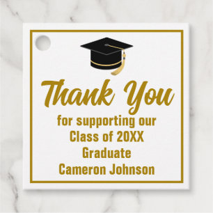 Elegant Gold Personalised 2025 Graduation Party Favour Tags