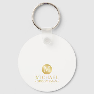 Elegant Gold Personalised Groomsmen Key Ring