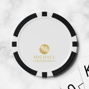 Elegant Gold Personalised Groomsmen Poker Chips
