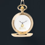 Elegant Gold Personalised Groomsmen Watch<br><div class="desc">Add a personal touch to your wedding with personalised groomsmen gift This gift features white monogram in gold circle element with name and title in gold classic serif font style on white background. Also perfect for best man, father of the bride and more. Please Note : The foil details are...</div>