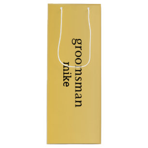 Elegant Gold Personalised Groomsmen Wine Gift Bag