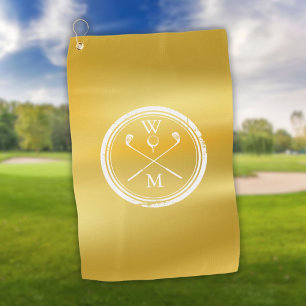 Elegant Gold Personalised Monogram Initials Golf Towel