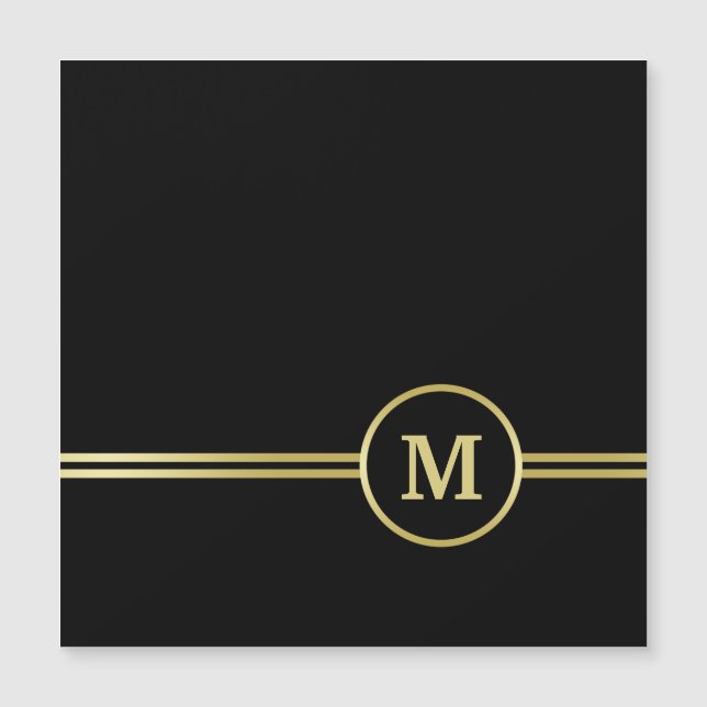 Elegant gold Personalised  Monogram on black  (Front)