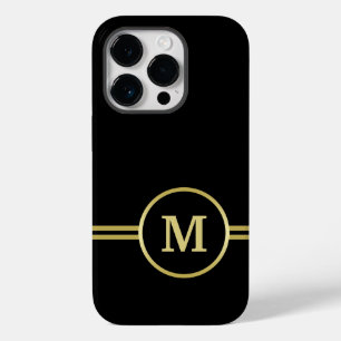 Elegant gold Personalised  Monogram on black  Case-Mate iPhone 14 Pro Case