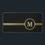 Elegant gold Personalised  Monogram on black  Desk Mat<br><div class="desc">Elegant gold Personalised Monogram on black background.
You must know that you get a photo!</div>