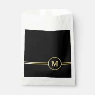 Elegant gold Personalised  Monogram on black  Favour Bag