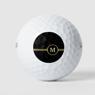 Elegant gold Personalised Monogram on black Golf Balls