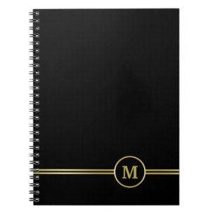 Elegant gold Personalised Monogram on black Notebook