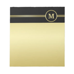 Elegant gold Personalised  Monogram on black  Notepad